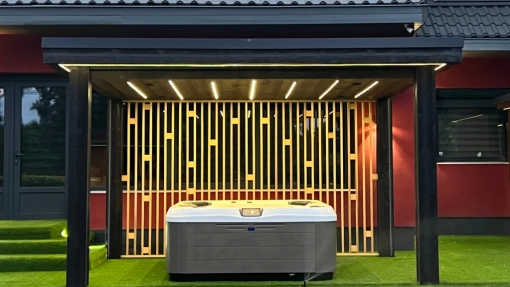 drevená pergola, záhradný altánok, farebná pergola