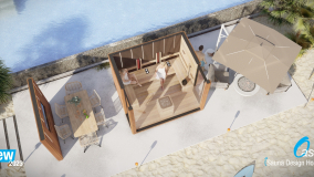 Sauna v exteriéri Oasis z masívneho dreva