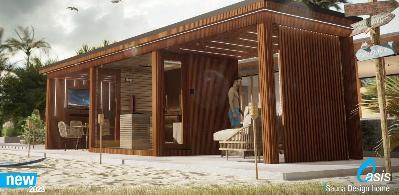 Exkluzívna exteriérová sauna s dvoma prístreškami - Oasis