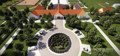 Viaceré budovy s rozlohou niekoľkých tisíc štvorcových metrov, skutočný VIP jazdecký areál.