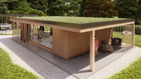 sauna so zelenou strechou